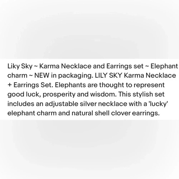 Lily Sky  | Earrings & Elephant 🐘 Necklace - Picture 4 of 4